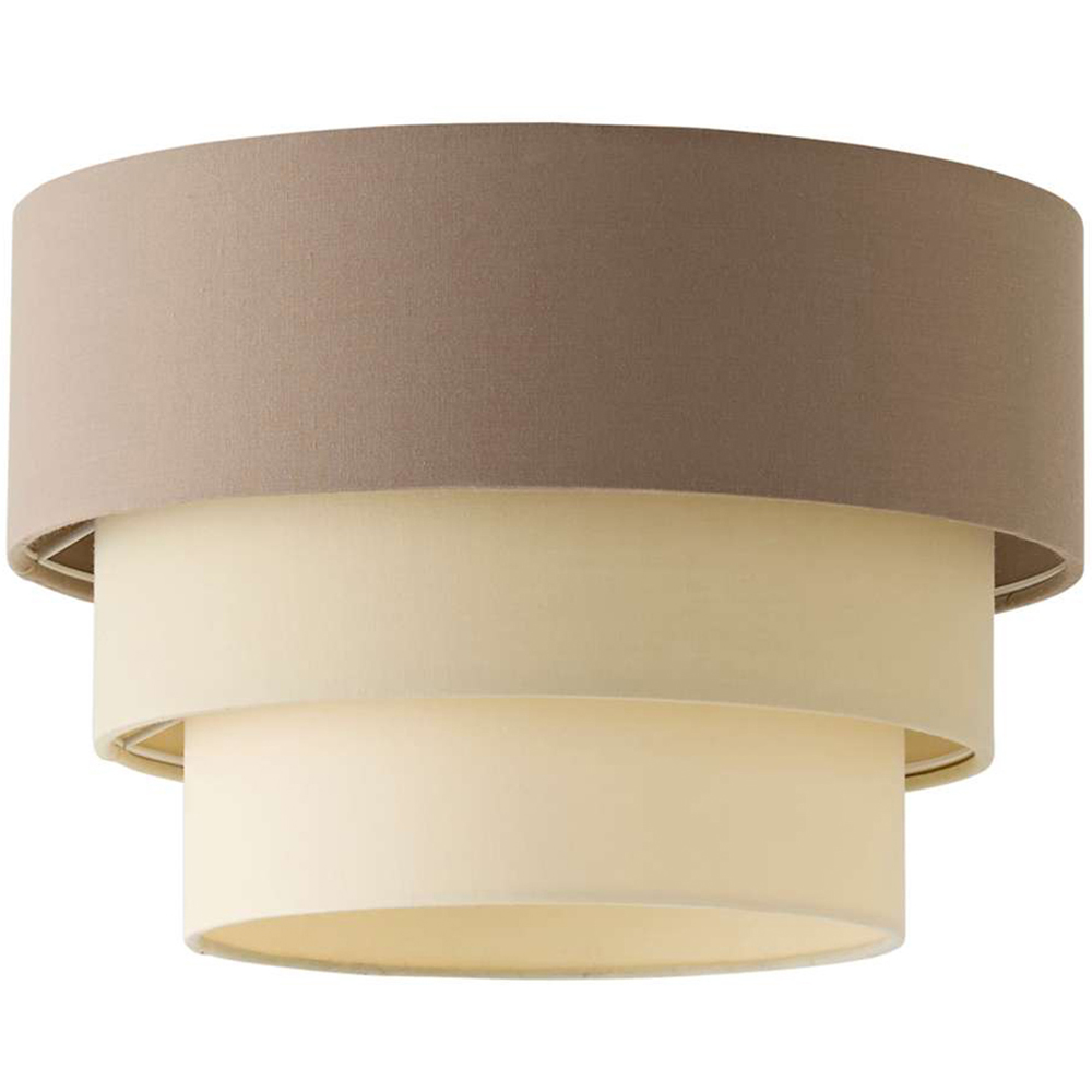 ValueLights Aztec 3 Tier Beige Fabric Easy Fit Ceiling Pendant Lamp Shade 30cm Image 1