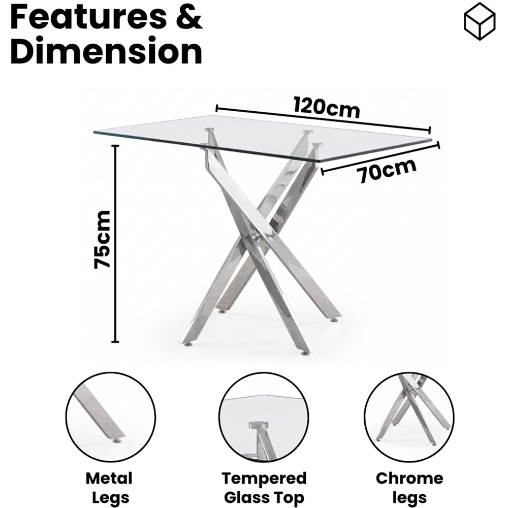 Kosy Koala Glass Rectangle Dining Table with Chrome Legs Image 8