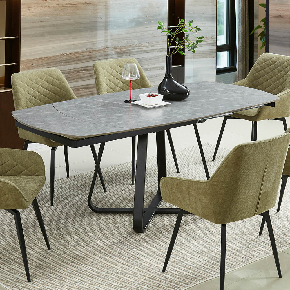 DS Living Arden 6 Seater Dining Table Light Grey Cracked Stone Image 1