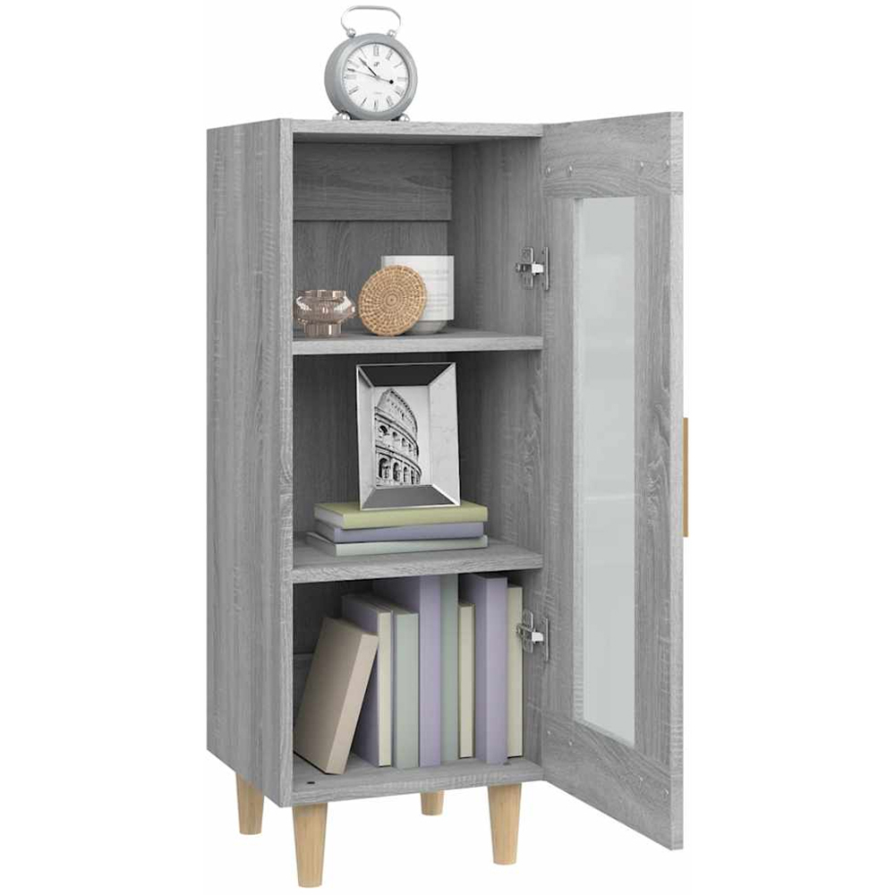 vidaXL Single Glass Door Grey Sonoma Wooden Sideboard Image 5