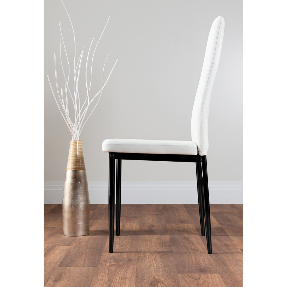 Furniturebox Valera Set of 4 White and Black Faux Leather Dining Chair Image 3