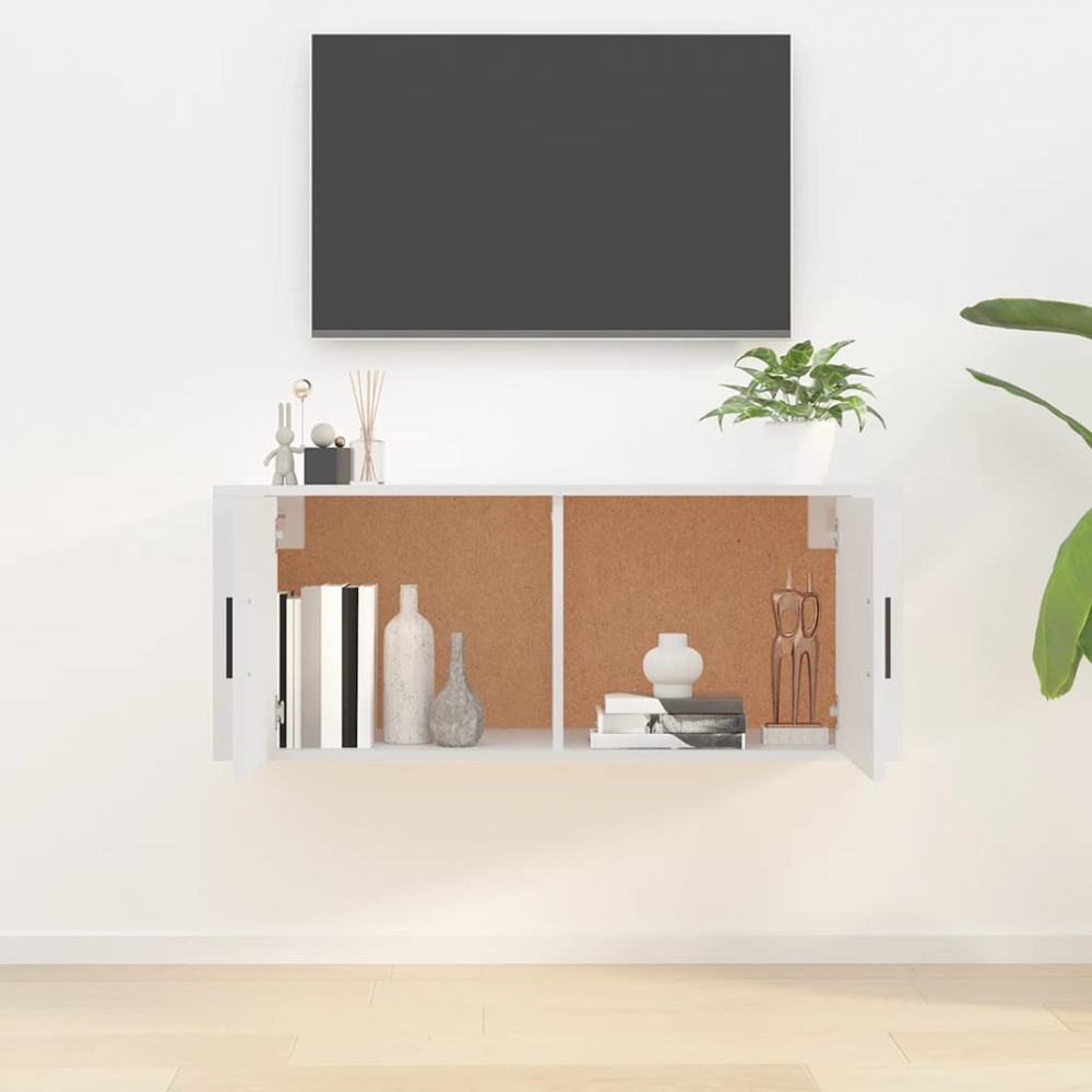 vidaXL 2 Door White Wall Mounted TV Cabinet Image 9