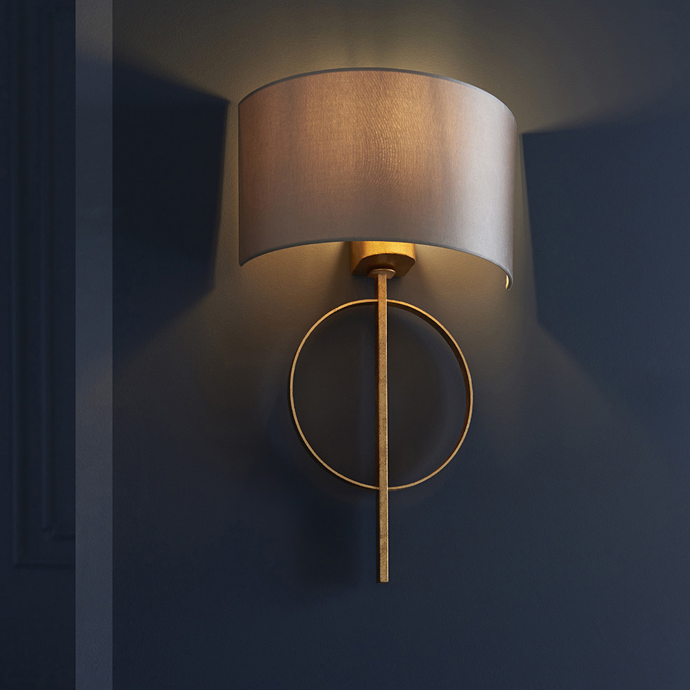 Merano Trento Antique Gold and Mink Satin Fabric Wall Lamp Image 4