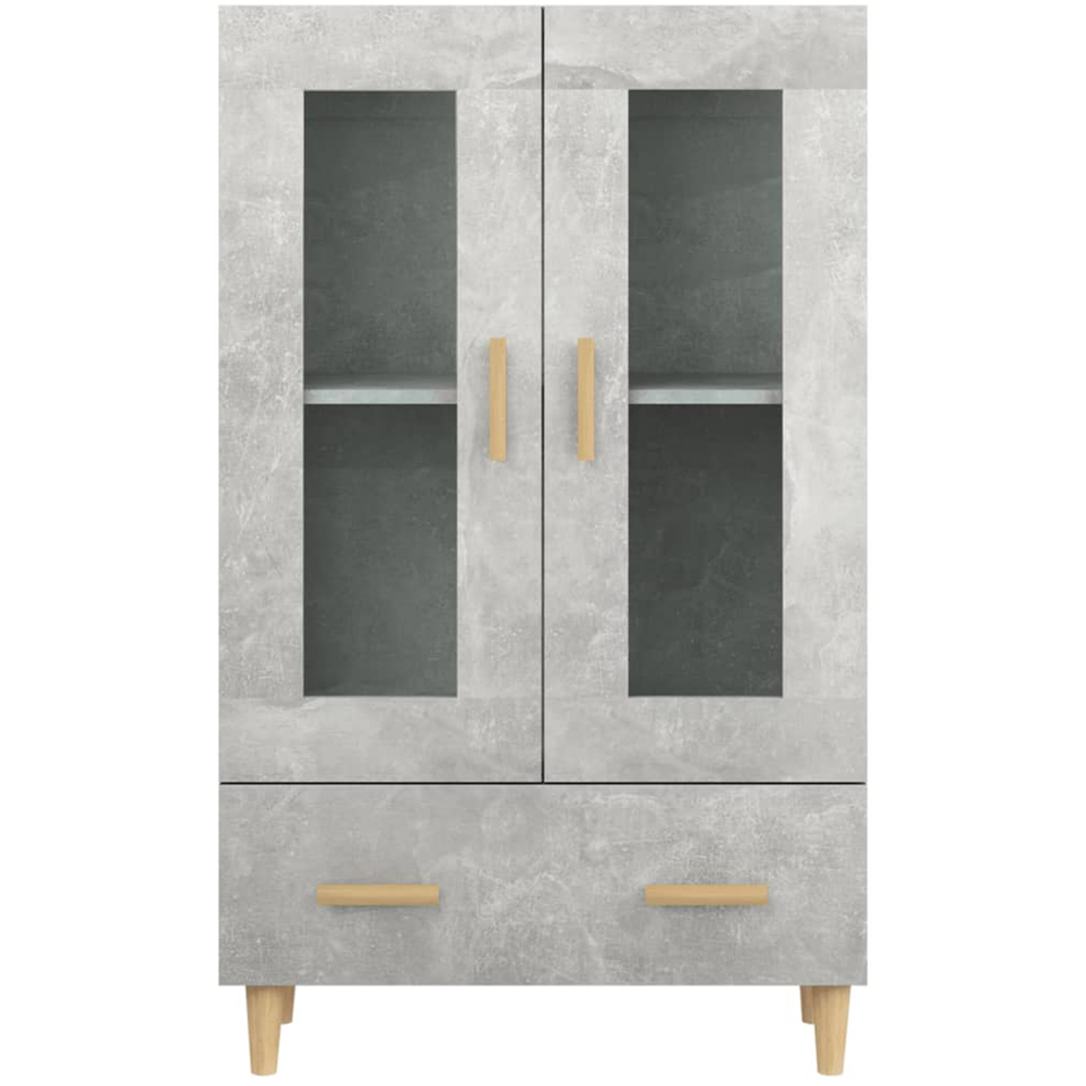 vidaXL 2 Glass Door Single Drawer Concrete Grey Highboard Image 5