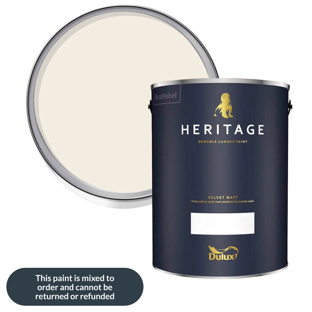 Dulux Heritage Walls and Ceilings Alabaster White Velvet Matt Emulsion Paint 5L Image 1