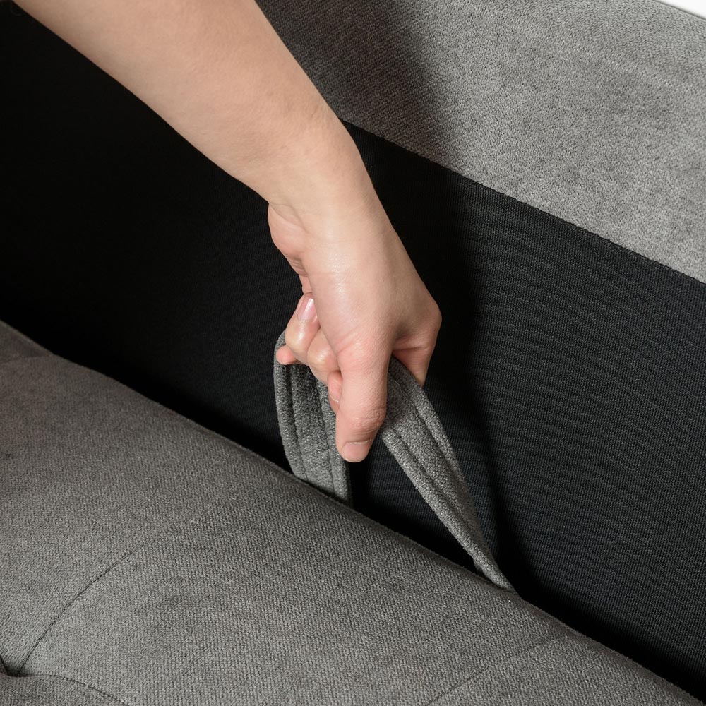 Portland 3 Seater Grey Button Tufted Fabric Sofa Image 3