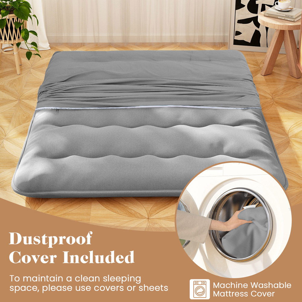 Costway King Size Grey Japanese Futon Floor Mattress with Bag Image 3