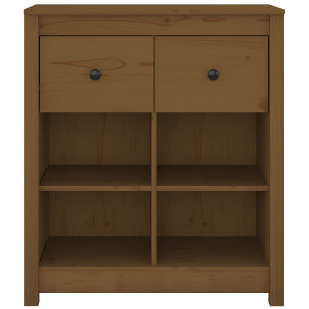 vidaXL 2 Drawer 4 Shelf Honey Brown Solid Pine Wood Sideboard Image 3