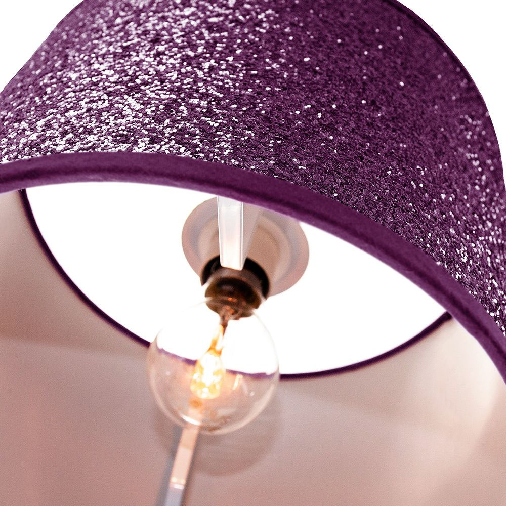 Happy Homewares Designer Bright Purple Glitter Fabric Pendant Shade Image 3