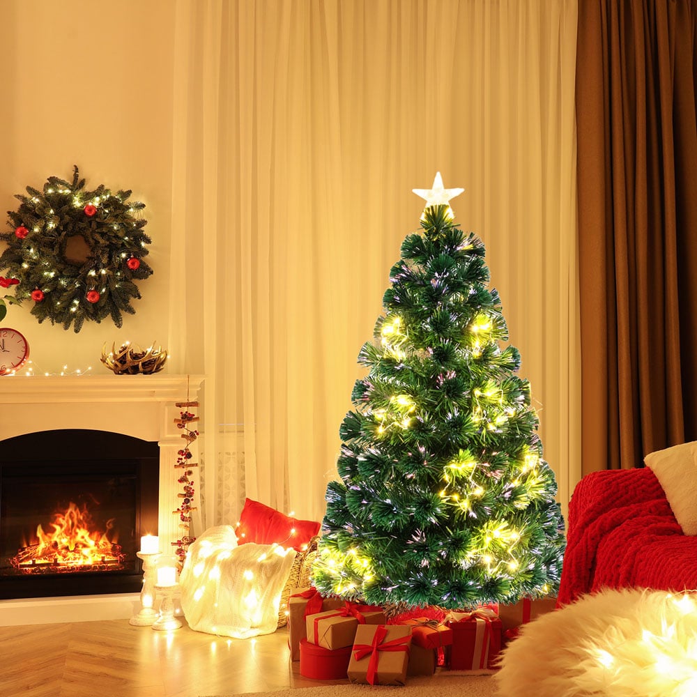 Costway 18 String Light Fibre Optic Pre-Lit Artificial Christmas Tree 4ft Image 2