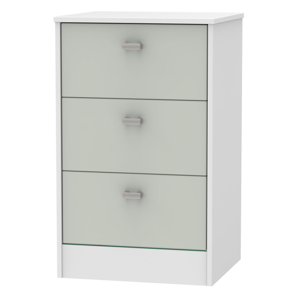 Bilbao White and Grey 3 Drawer Bedside Cabinet Image