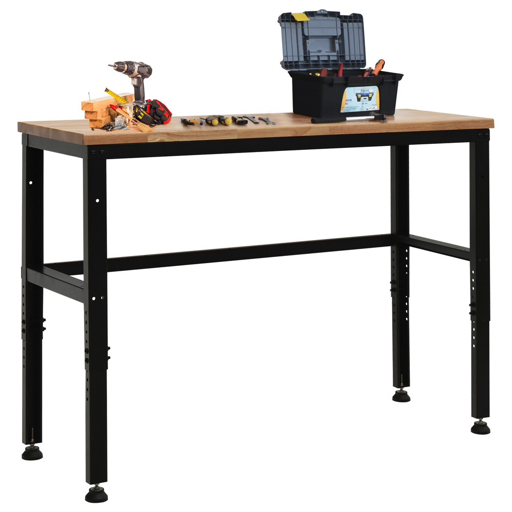 Costway Height Adjustable Rubber Wood Workbench Wilko