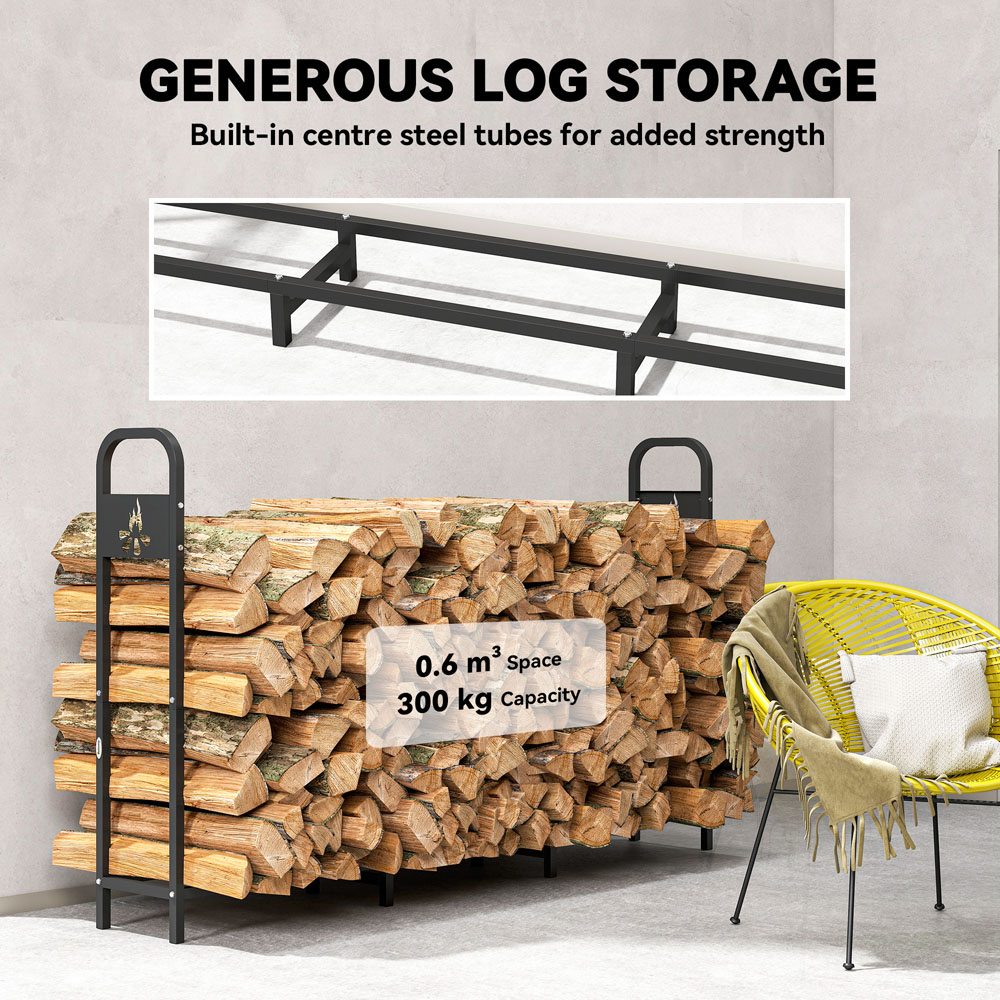 Outsunny Steel Firewood Log Holder 121 x 199 x 30cm Image 8