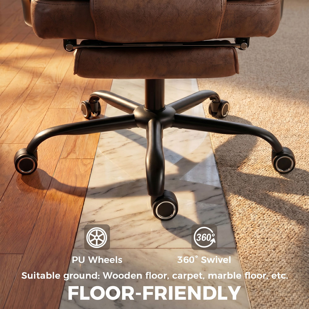 HOMCOM Dark Brown Big and Tall Office Chair with Lumbar Support Image 8