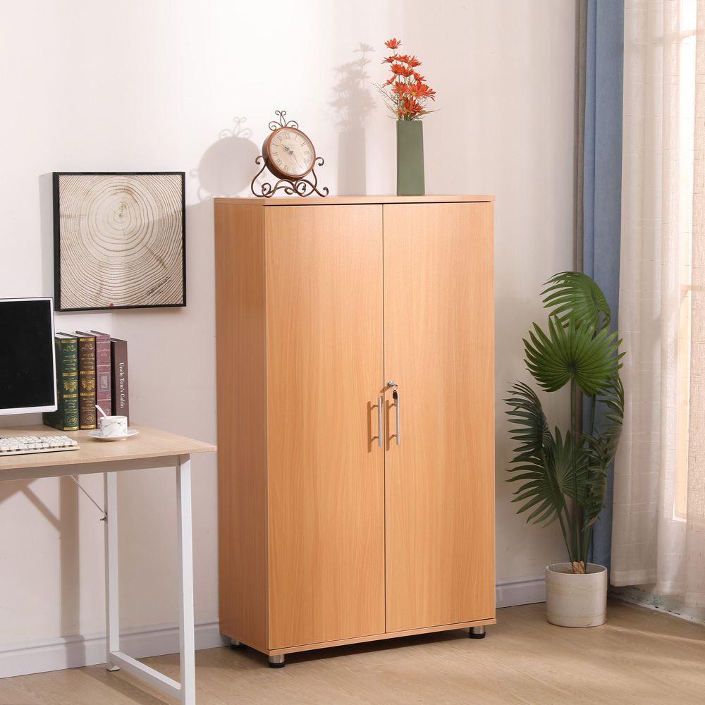 MMT Furniture Designs 2 Door Beech Lockable Tall Filing Cabinet Image 6