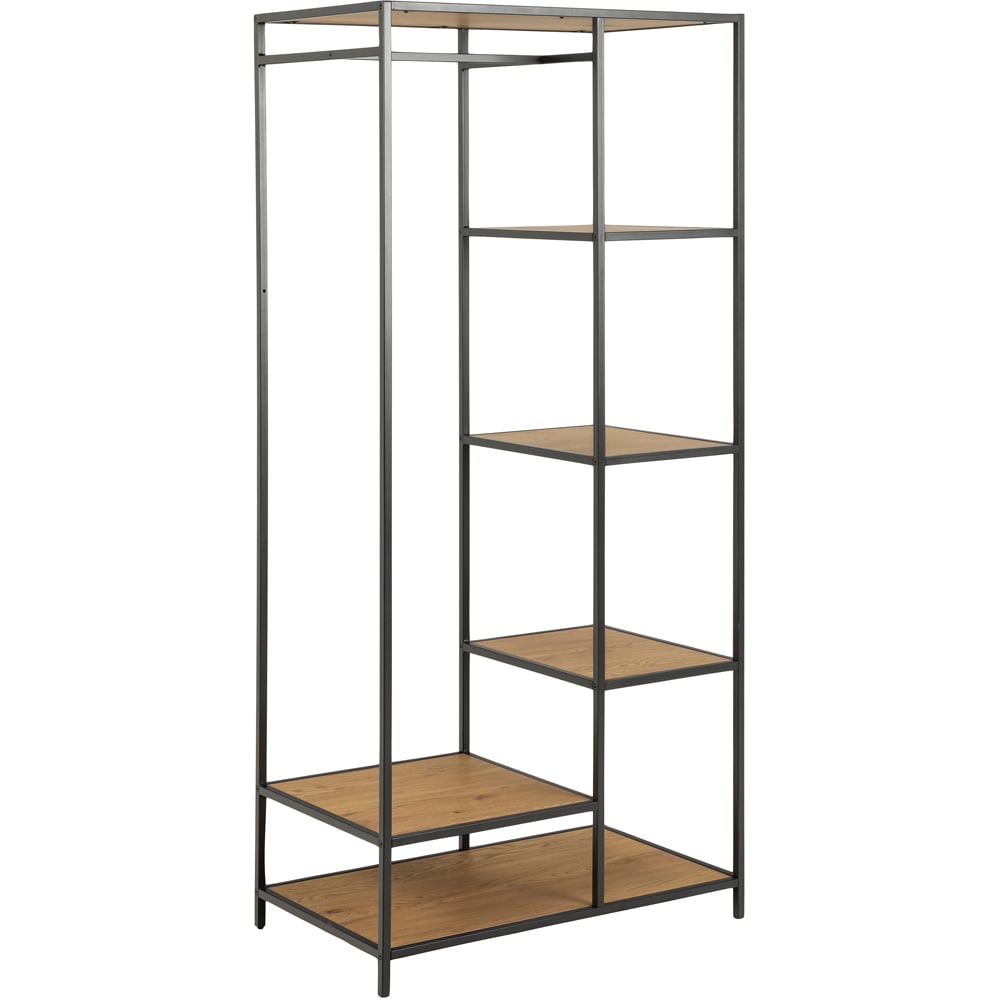 Florence Seaford 5 Shelf Oak and Black Metal Clothes Rack Image 1