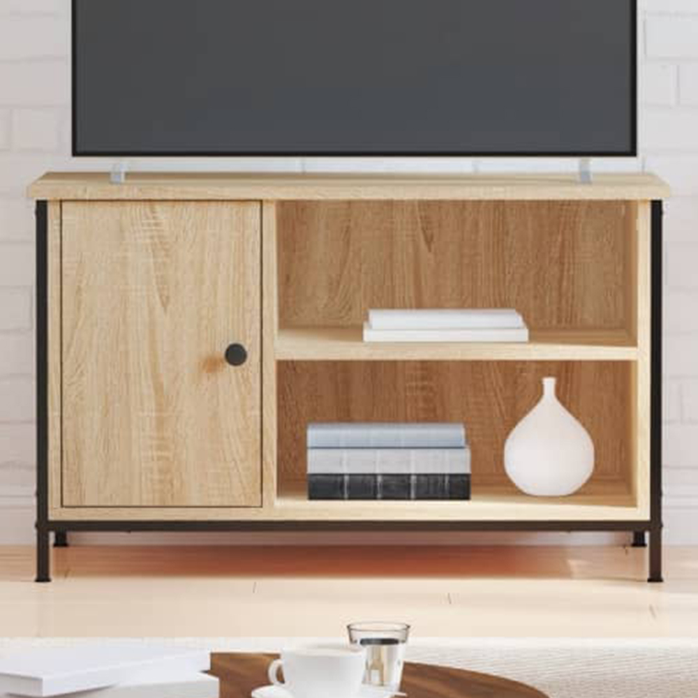 vidaXL Single Door 2 Open Shelf Sonoma Oak TV Cabinet Image 1
