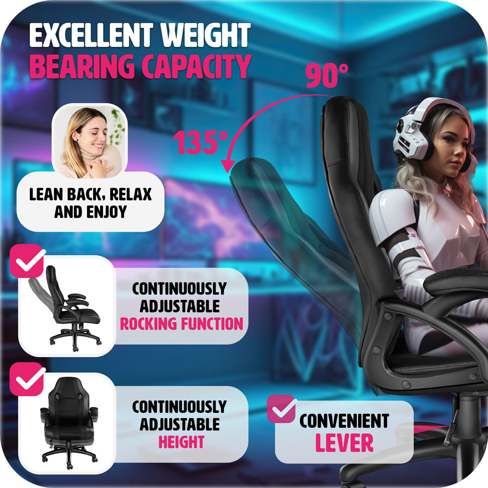 tectake Benny Black Gaming Chair Image 5