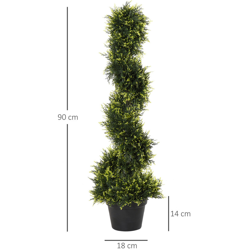 Outsunny Boxwood Spiral Tree Artificial Plant In Pot 3ft 2 Pack Image 3