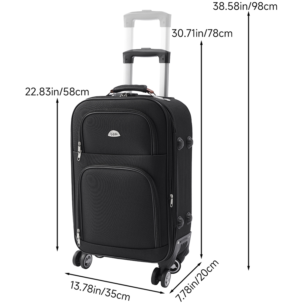 H&O Direct 20inch Black Softshell Luggage with Combination Lock Image 6