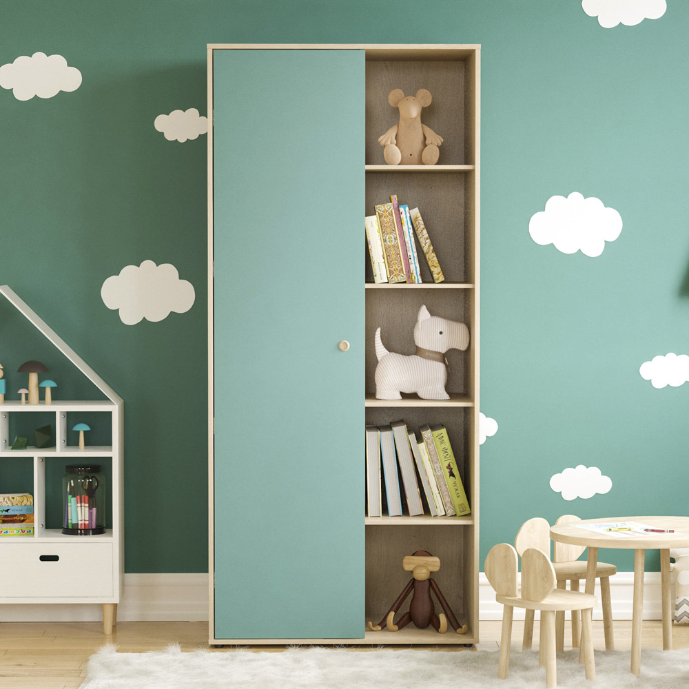 Junior Vida Neptune Single Door Blue and Oak Wardrobe Image 7