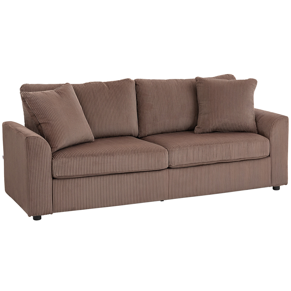 HOMCOM 3 Seater Coffee Upholstered Jumbo Cord Sofa Image 2