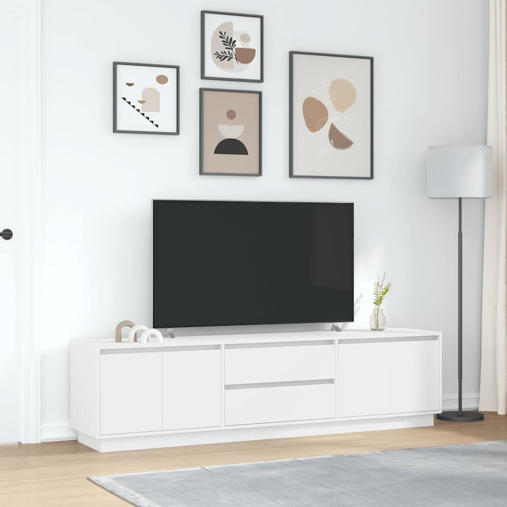 vidaXL 4 Door 2 Drawer White LED TV Cabinet Image 3
