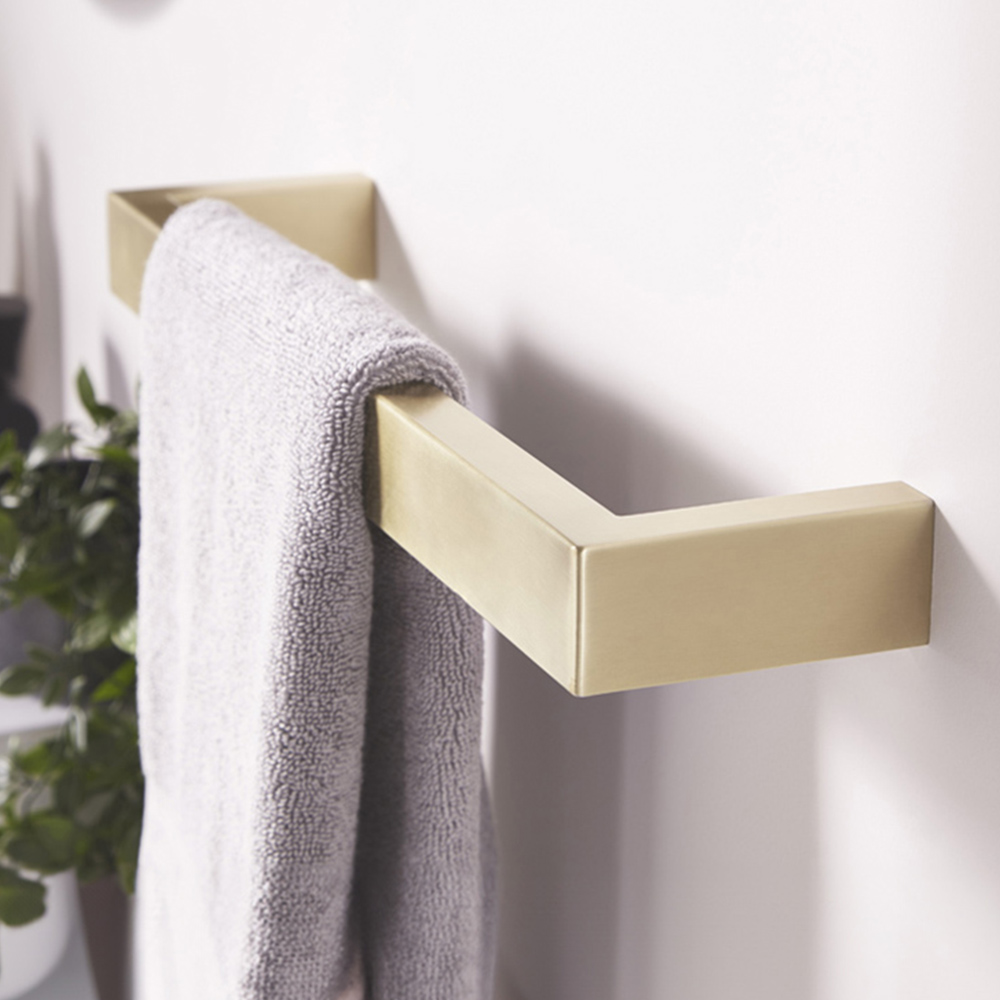 Towelrads Elcot Close Ended Square Brushed Brass Towel Radiator 630 x 40mm 23W Image 2