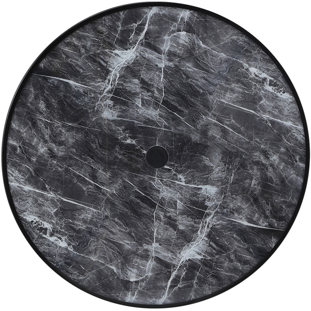 Living and Home Black Tempered Glass Round Marble Coffee Table Image 4