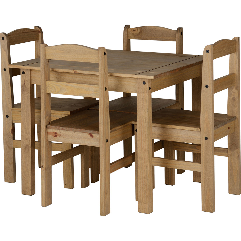 Seconique Panama 4 Seater Dining Set Natural Wax Image 4