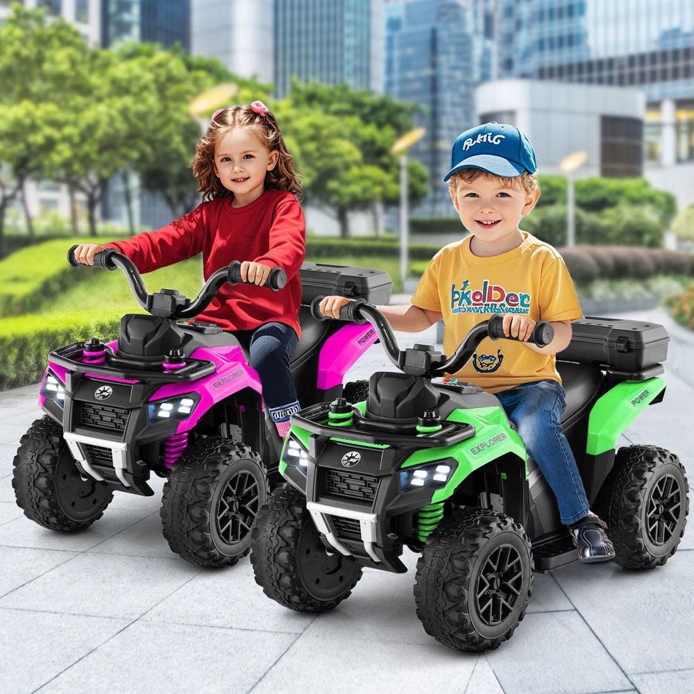 Costway Kids Green Electric Quad Bike with Spray Function and Storage Box 6V Image 6