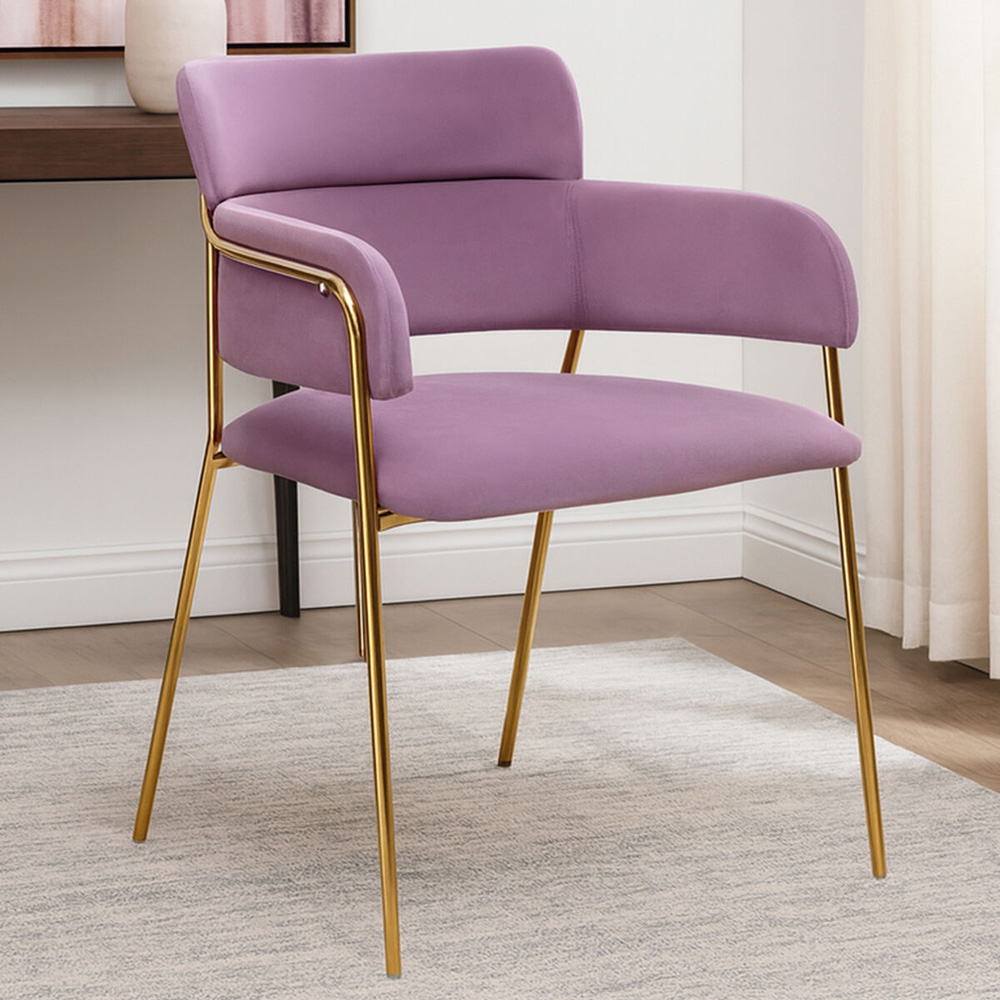 Premier Housewares Tamzin Gold and Pink Velvet Dining Chair Image 6