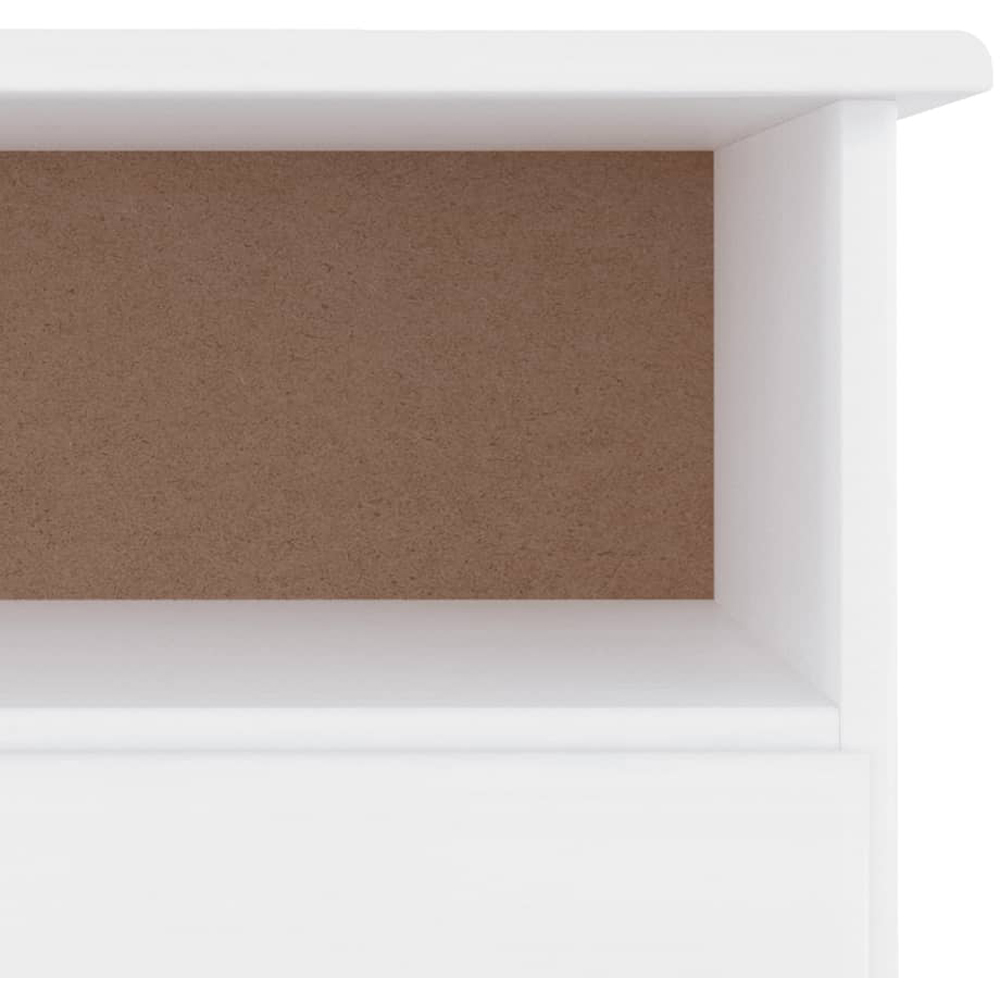 vidaXL 2 Drawer Single Shelf White Solid Pine Wood TV Cabinet Image 6