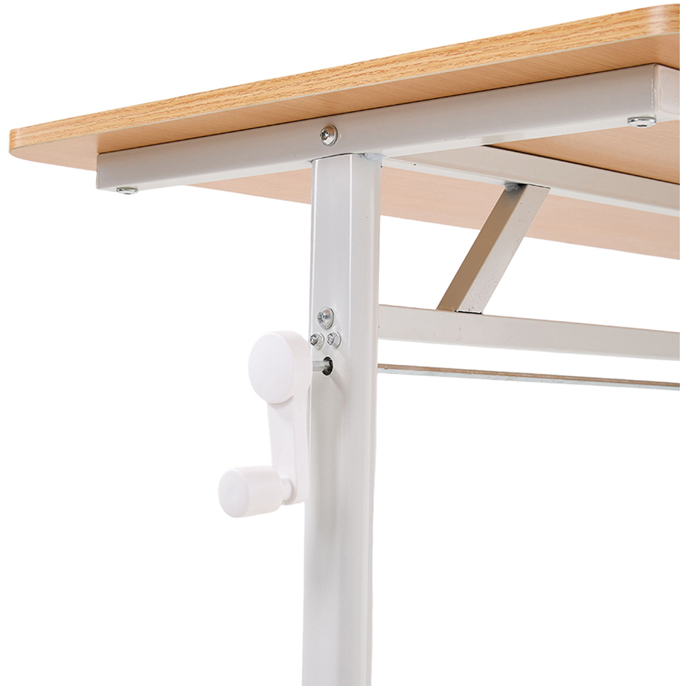Living and Home Carbon Steel Frame Manual Height Adjustable Laptop Desk Natural and White Image 5