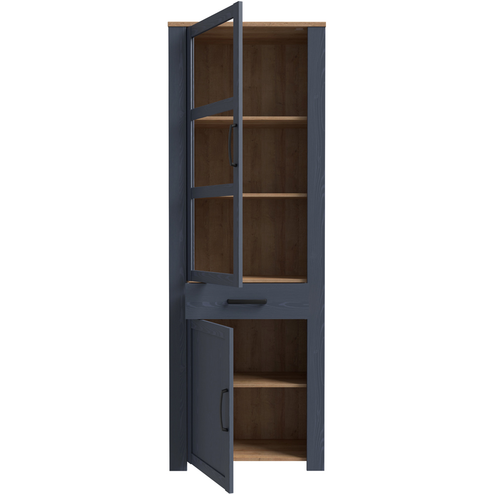 Florence Bohol 2 Door Single Drawer Riviera Oak and Navy Narrow Cabinet Image 5