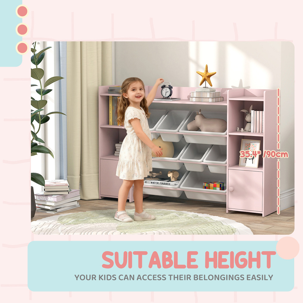 AIYAPLAY 2 Door 7 Shelf Pink Kids Toy Storage Organiser with 8 Removable Storage Bins Image 8