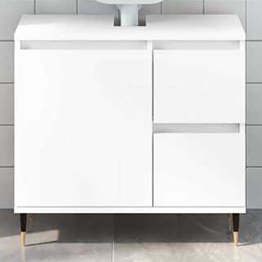 vidaXL Single Door 2 Drawer White Bathroom Cabinet Image 1