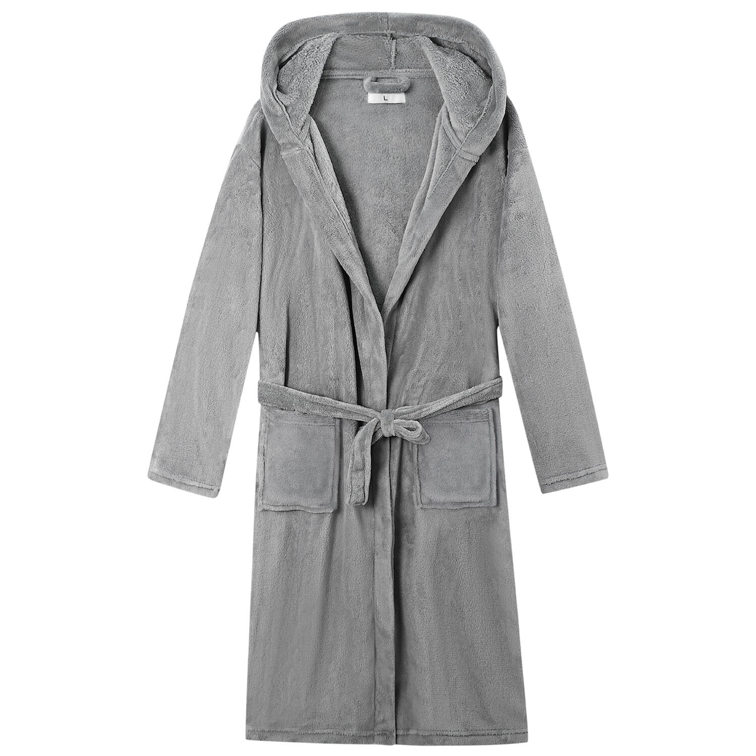 Mens Fleeced Dressing Gown - Black or Grey Image 1