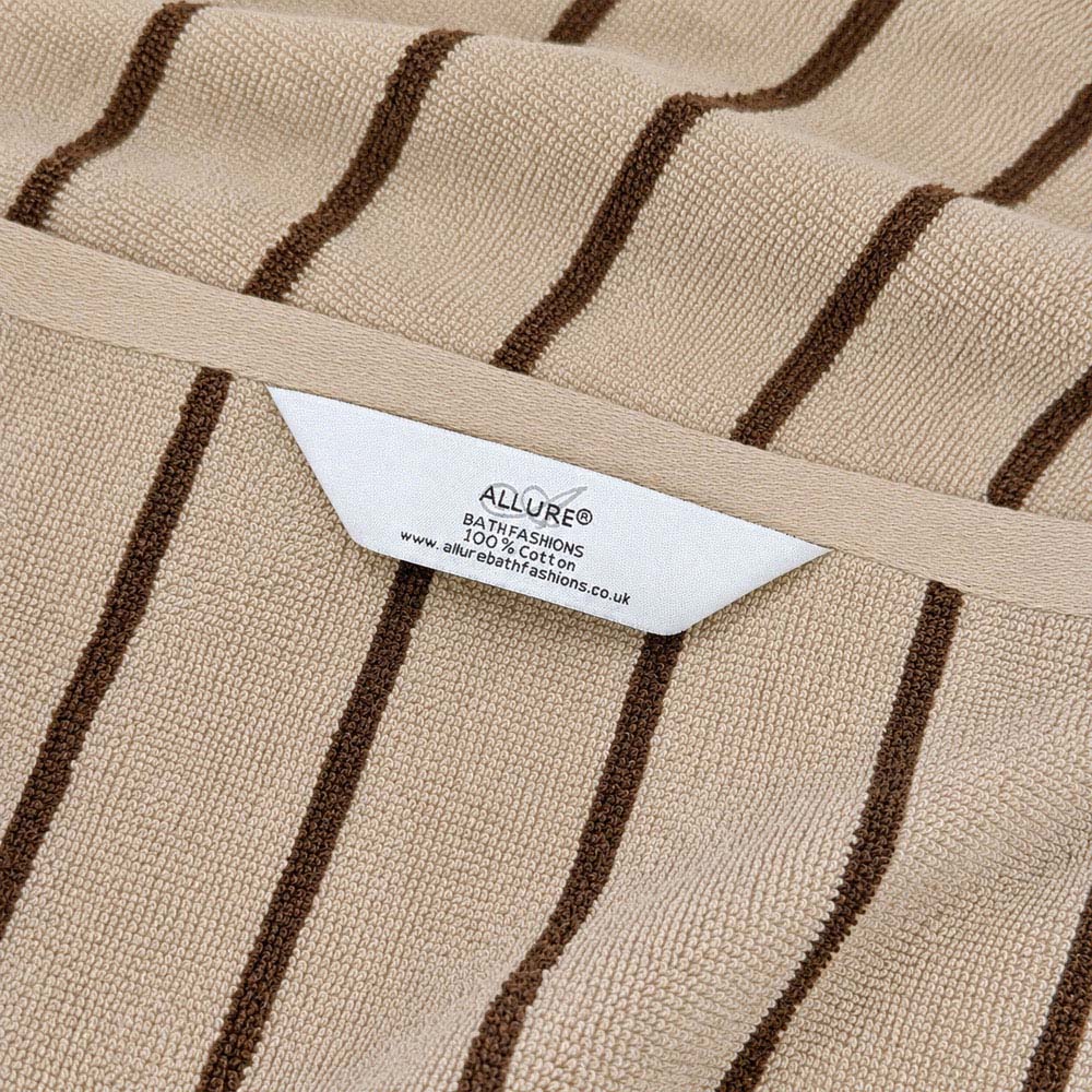 Allure Bath Fashions Taupe and Chocolate Strand Striped Hand Towel 50 x 90cm 2 Pack Image 5