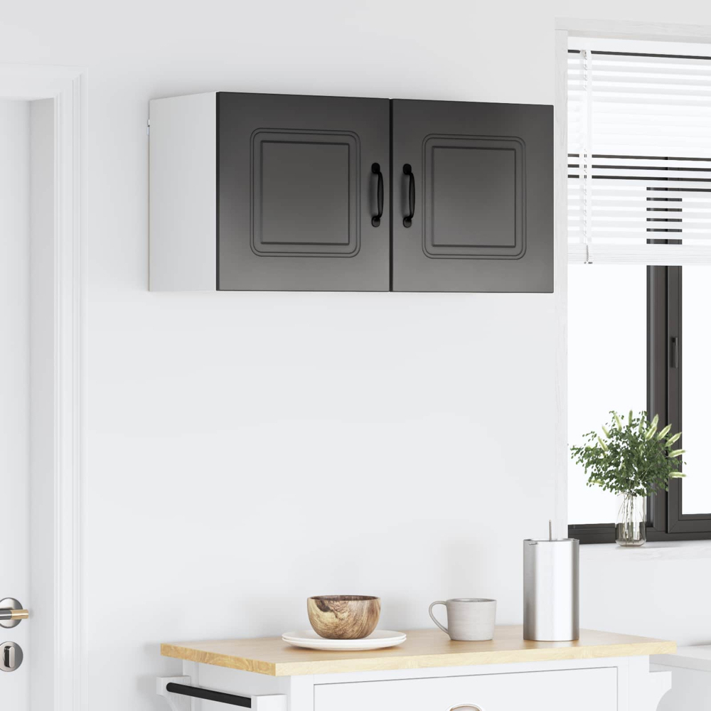 vidaXL Kalmar Single Door Black Wall Mounted Square Kitchen Cabinet Set of 2 Image 9