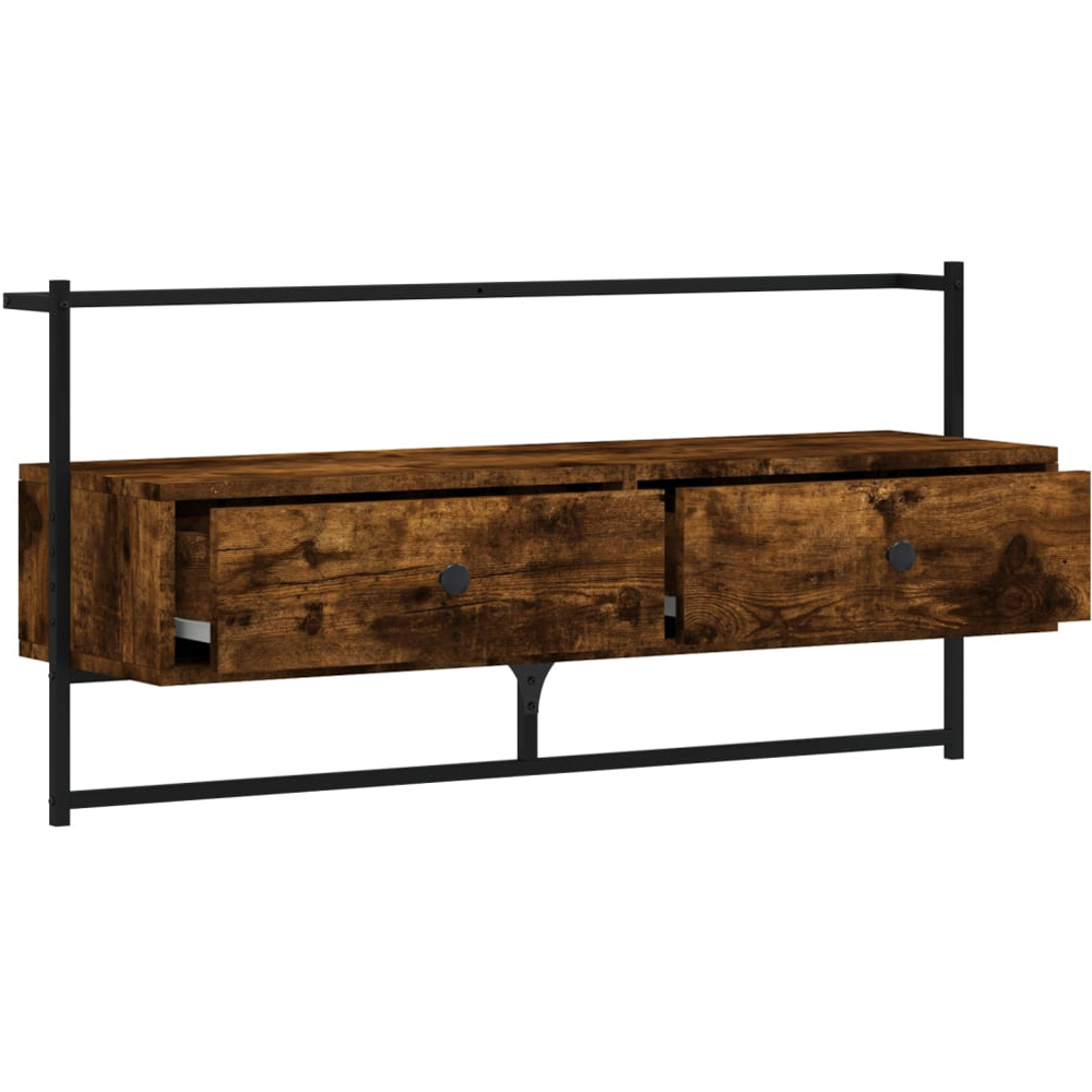 vidaXL 2 Drawer Smoked Oak and Black TV Cabinet Image 3