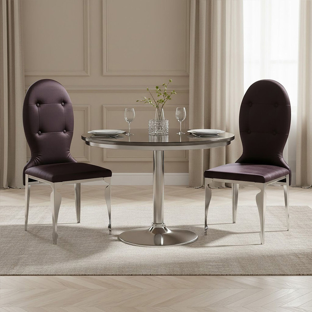 Premier Housewares Silk Purple Dining Chair with Stainless Steel Legs Image 3