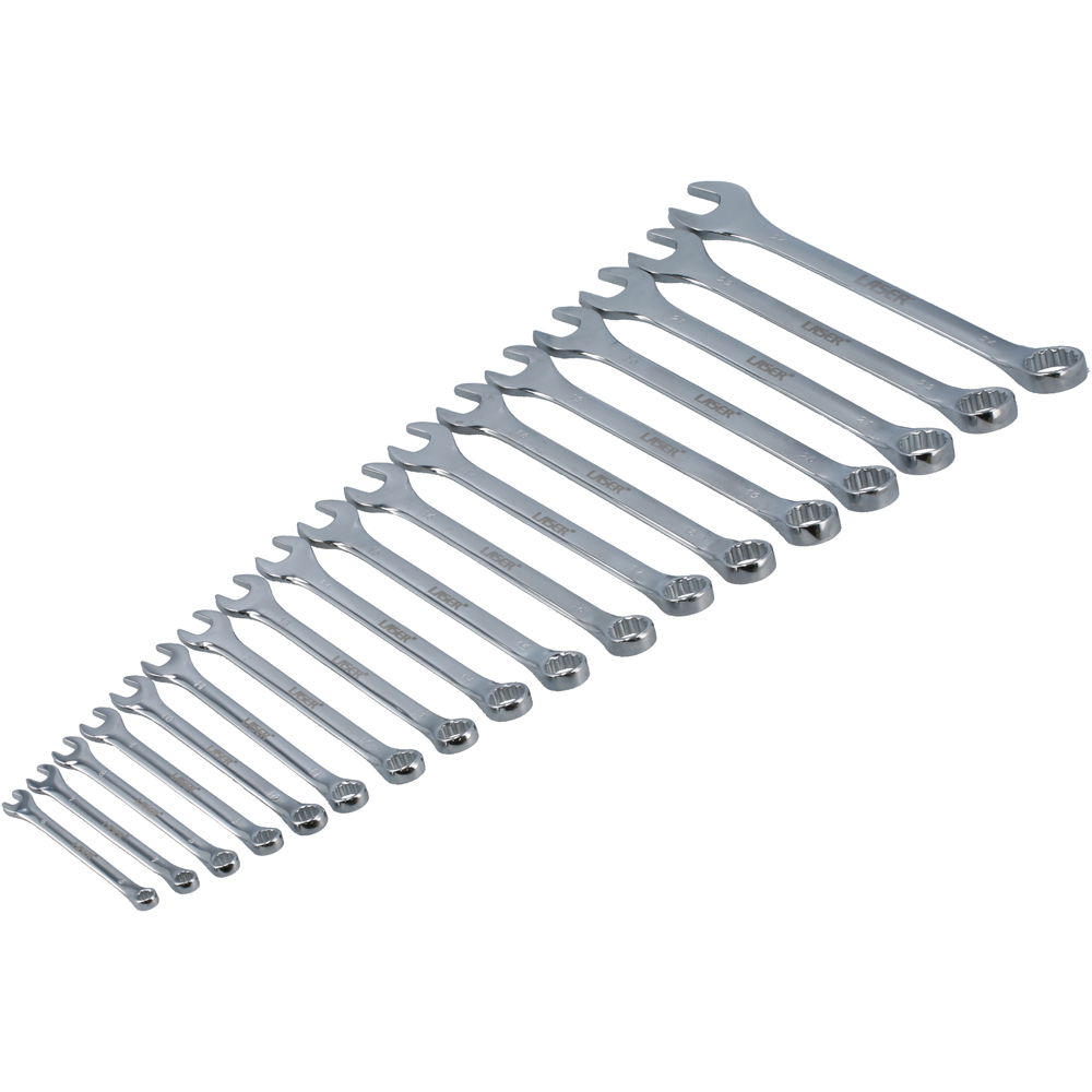 Laser 18 Piece 6-24mm Polished Mirror Finish Bi-Hex Combination Spanner Set Image 3