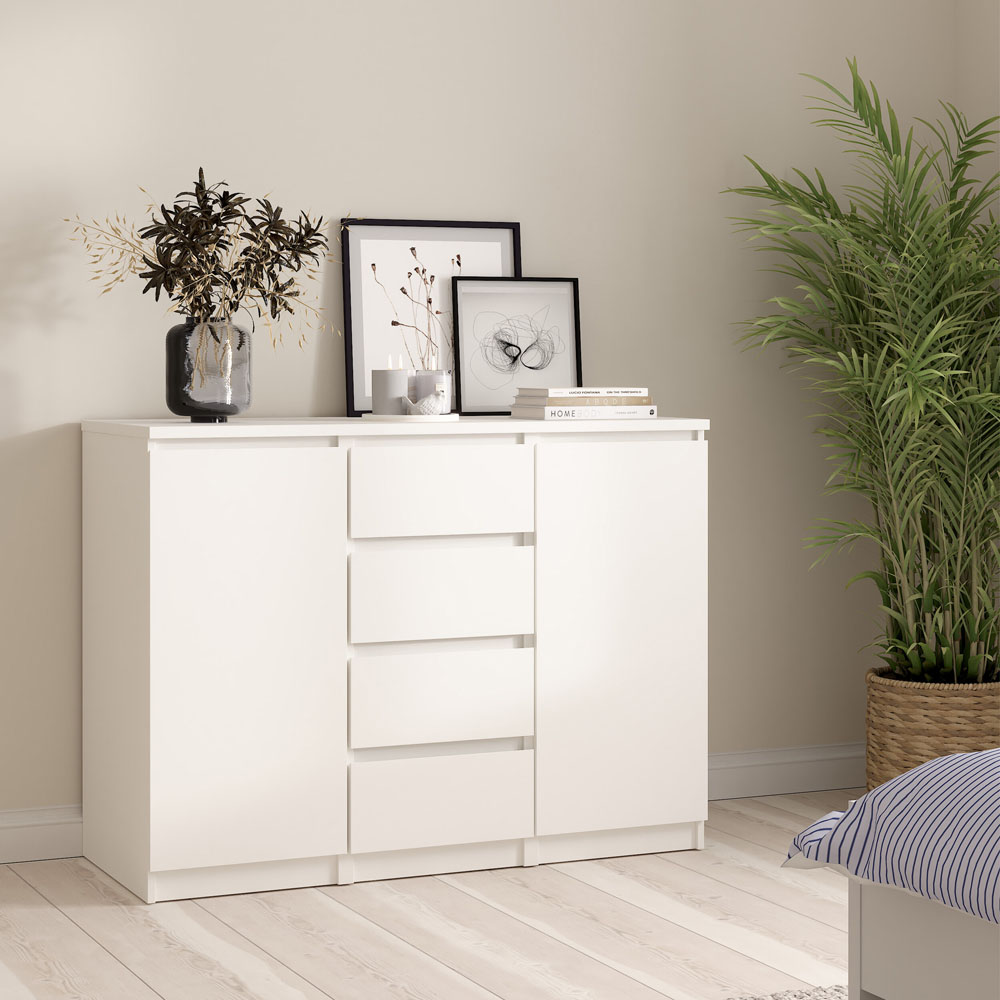 Florence Naia 2 Door 4 Drawer White Sideboard Image 6