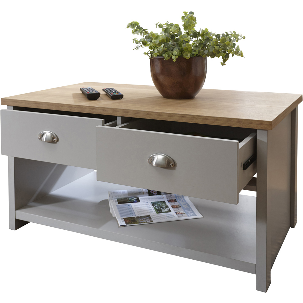 GFW Lancaster 2 Drawer Grey Coffee Table Image 3