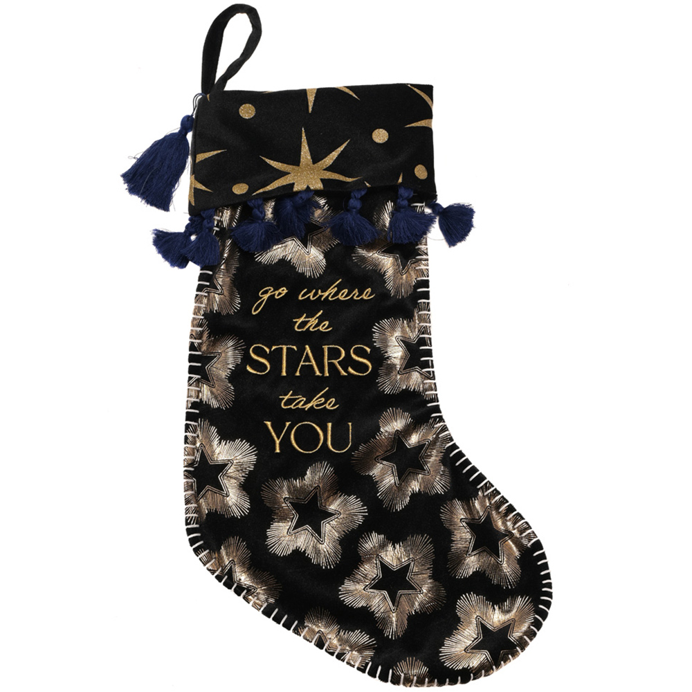 The Christmas Gift Co Blue Velvet Go Where The Stars Take You Stocking Image 1