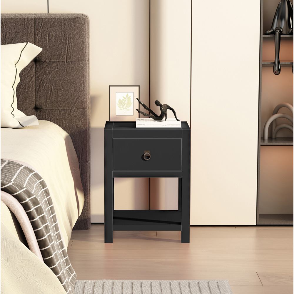 Sino Single Drawer Black Bedside Table Image 8