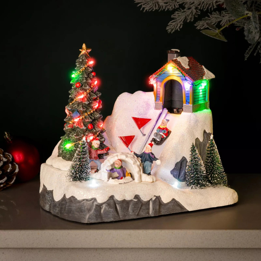 Marco Paul LED Ski Slope Christmas Village Scene Decoration Image 2