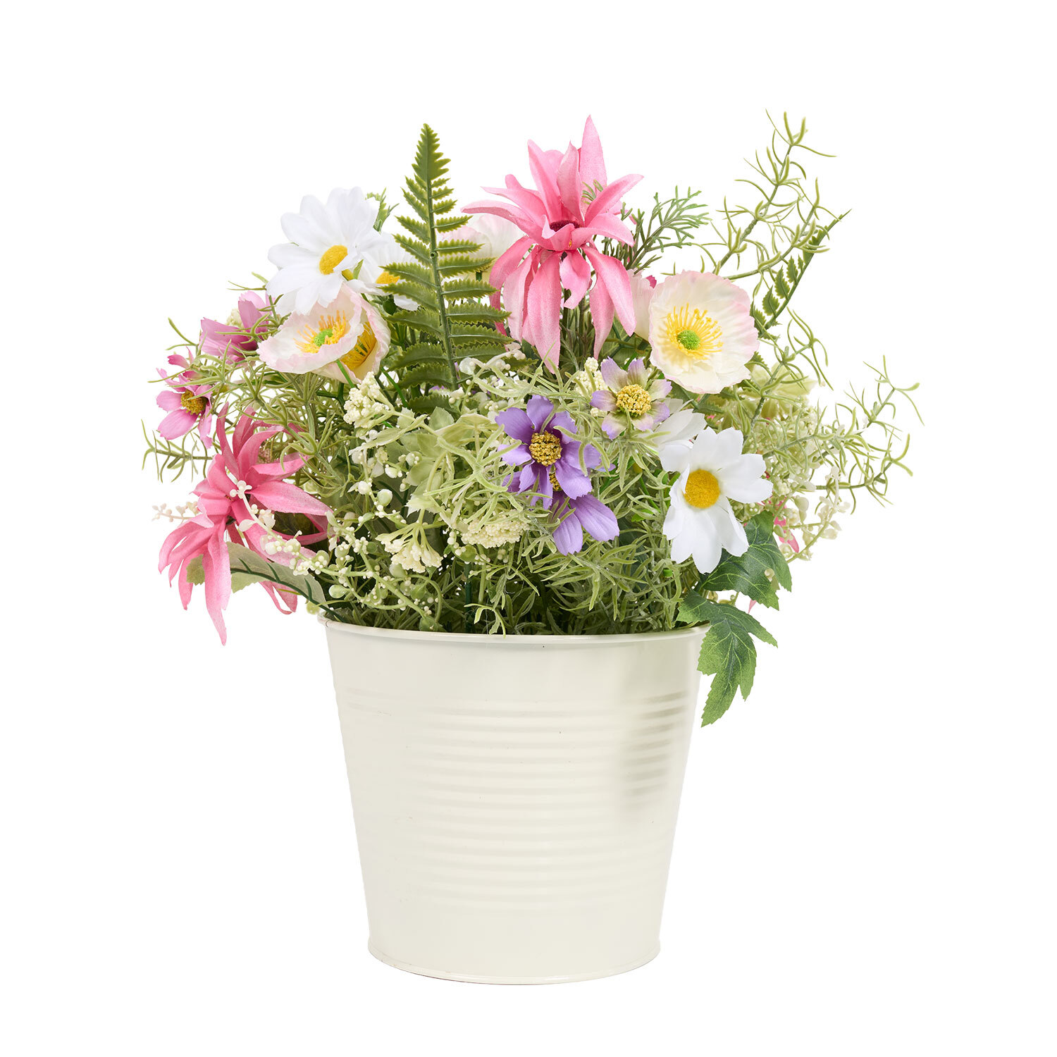 Wild Flower Arrangement in Metal Pot Image 2