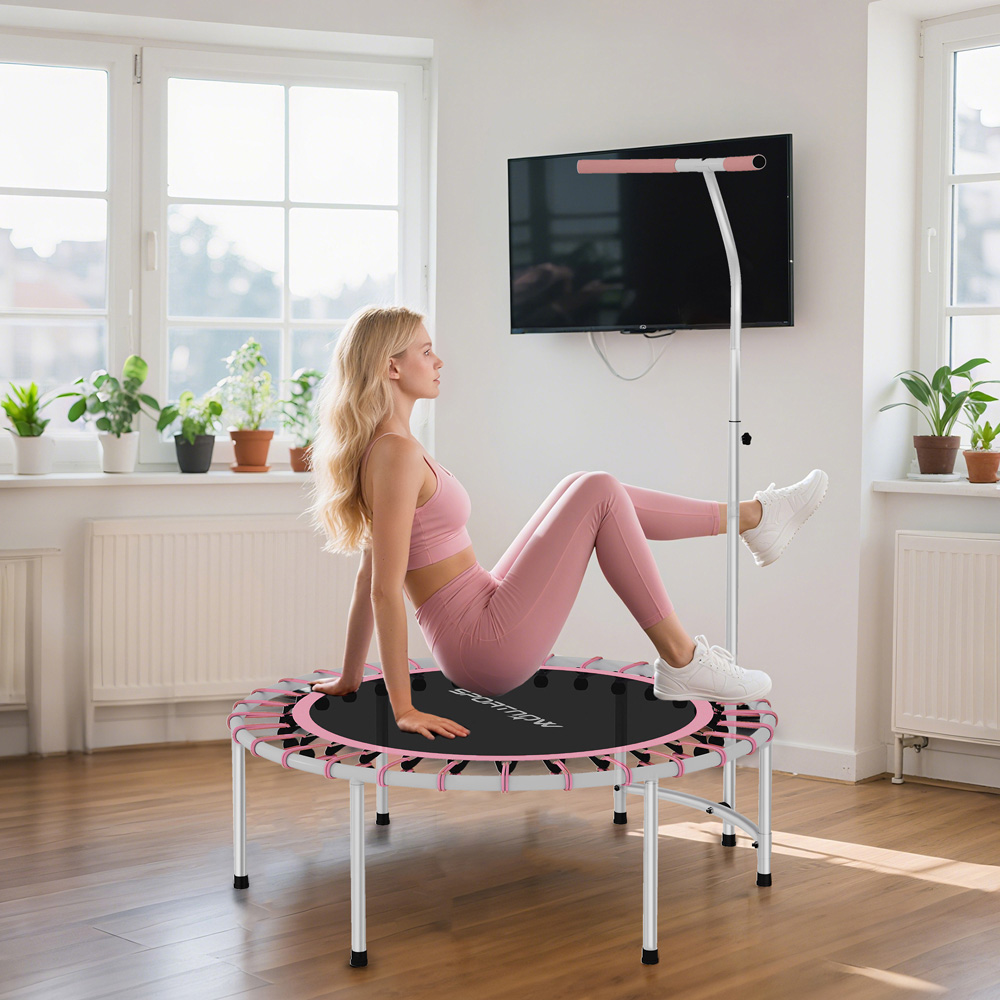 SPORTNOW 3.3ft Pink Fitness Trampoline with Adjustable Handle Image 3